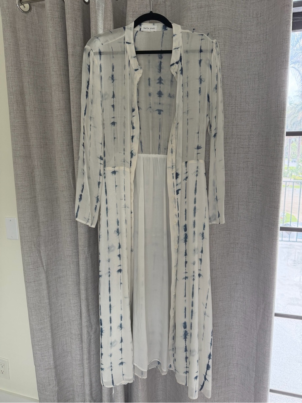 Bella Dahl Lightweight White Tie-Dye Duster Cardigan